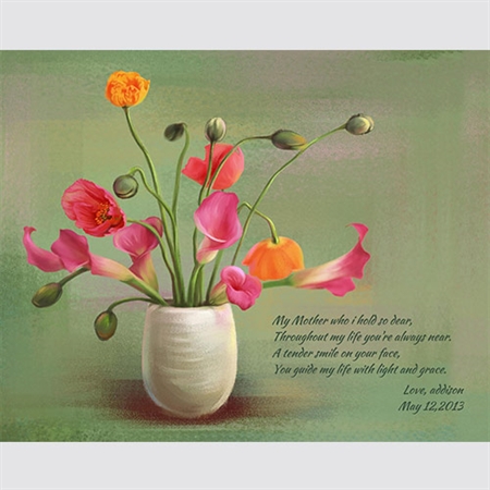 Flowers for Mother III - Watercolor Print with Custom Text - myDaVinci